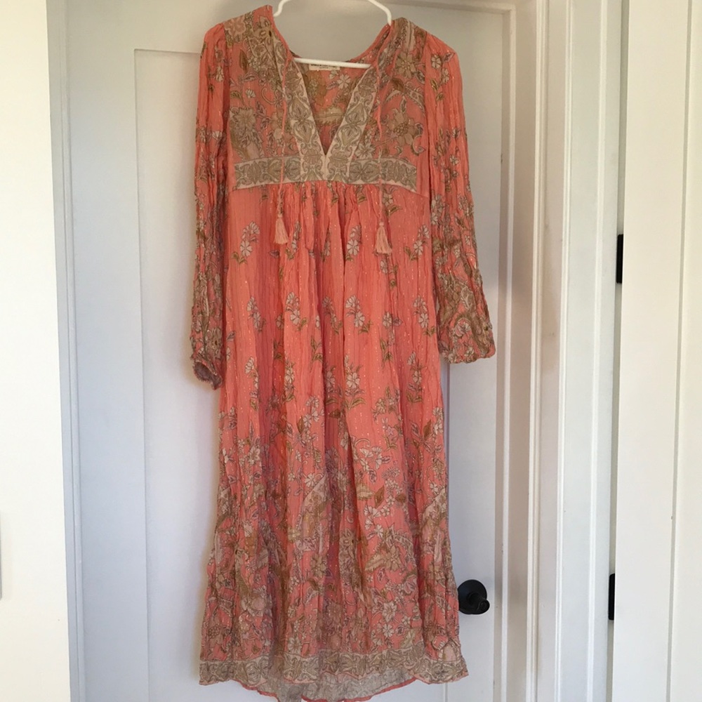 Spell Hendrix pink boho midi dress